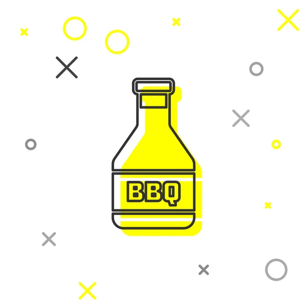 Icono de línea de botella Ketchup gris aislado sobre fondo blanco. Barbacoa y barbacoa símbolo de la parrilla. Ilustración vectorial — Vector de stock