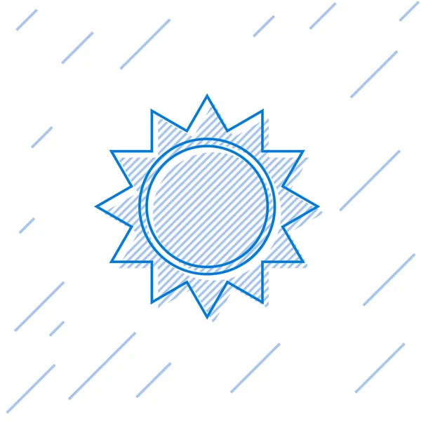 青い太陽の線のアイコンは、白い背景に分離されています。ベクトルイラストレーション — ストックベクタ