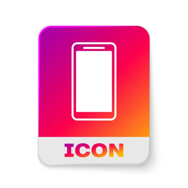 Fehér smartphone, mozgatható telefon ikon elszigetelt-ra fehér háttér. Téglalap színe gomb. Vektoros illusztráció — Stock Vector