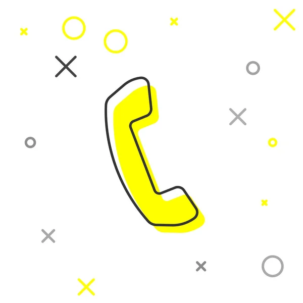 Grijs telefoonhandset lijn pictogram geïsoleerd op witte achtergrond. Telefoon ondertekenen. Vector illustratie — Stockvector