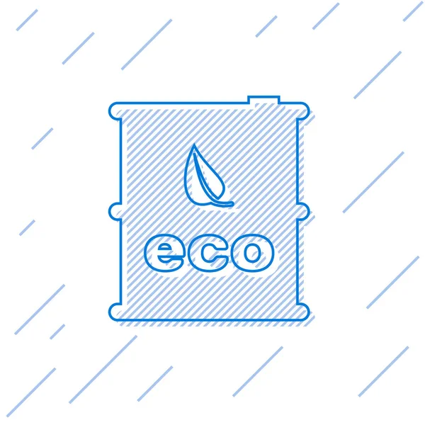 Icône de conduite de baril de biocarburant bleu isolé sur fond blanc. Eco bio et bidon. Environnement vert et recyclage. Illustration vectorielle — Image vectorielle