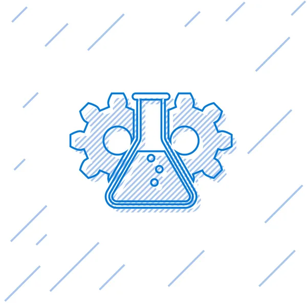 Icono de la línea Blue Bioengineering aislado sobre fondo blanco. Elemento del icono de la genética y la bioingeniería. Biología, molécula, icono químico. Ilustración vectorial — Vector de stock