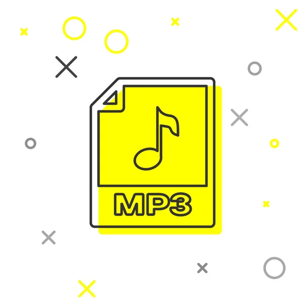 灰色の Mp3 ファイル ドキュメント アイコン。白い背景に隔離されたmp3ボタンラインアイコンをダウンロードします。Mp3 音楽フォーマット記号。Mp3 ファイルシンボル。ベクトルイラストレーション — ストックベクタ