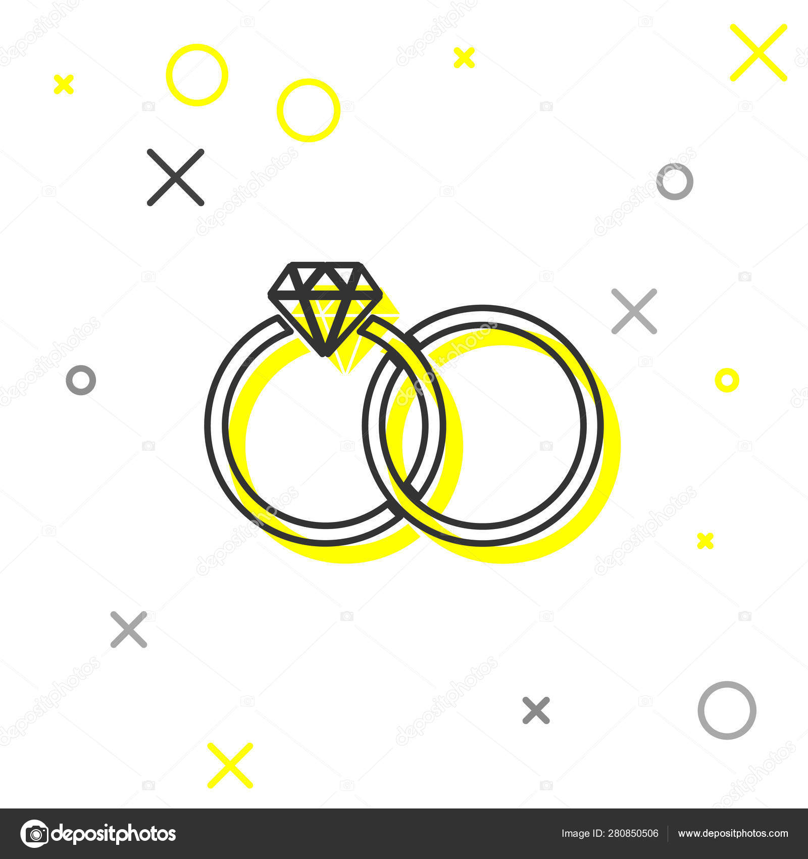 灰色の結婚式のリングラインアイコンは 白い背景に分離されています