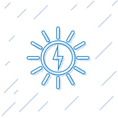 Mavi Güneş enerji panel ikonu beyaz arka plan üzerinde izole. Vektör İllüstrasyonu