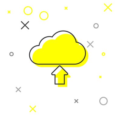 Gri Bulut indirme satırı simgesi beyaz arka planda yalıtılmış. Vektör İllüstrasyonu