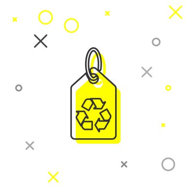 Beyaz arka planda yalıtılmış geri dönüşüm simgesi simgesiolan Gri Etiket. Afiş, etiket, etiket, logo, eko yeşil için etiket. Vektör İllüstrasyonu