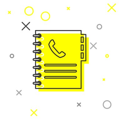 Gri Telefon kitap satırı simgesi beyaz arka planda yalıtılmış. Adres defteri. Telefon rehberi. Vektör İllüstrasyonu