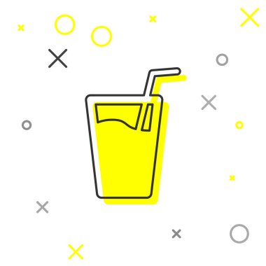 Beyaz arka plan üzerinde izole içme hattı simgesi için su ve tüp ile Gri Cam. Soda camı. Vektör İllüstrasyonu