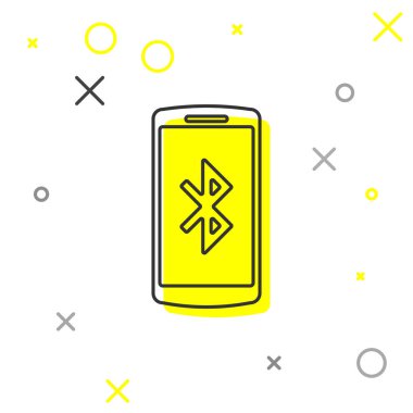 Beyaz arka planda izole bluetooth sembol simgesi ile Gri Smartphone. Vektör İllüstrasyonu