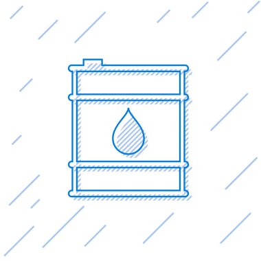 Mavi Petrol varil çizgi simgesi beyaz arka plan üzerinde izole. Yağ varil konteyner. Bilgi grafikleri, yakıt, endüstri, güç, ekoloji için. Vektör İllüstrasyonu