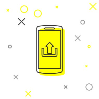 Beyaz arka planda yalıtılmış yükleme satırı simgesine sahip Gri Akıllı Telefon. Vektör İllüstrasyonu