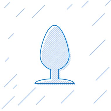 Mavi çizgi Anal fiş simgesi beyaz arka planda izole. Popo fişi işareti. Fetiş aksesuarı. Erkek ve kadın için seks oyuncağı. Vektör Illustration