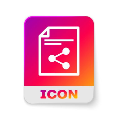 Beyaz Paylaşım dosya simgesi beyaz arka planda yalıtılmış. Dosya paylaşımı. Dosya aktarım işareti. Dikdörtgen renk düğmesi. Vektör İllüstrasyonu