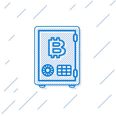 Beyaz arka planda yalıtılmış kazık çizgisi simgesinin Mavi Kanıtı. Kripto para ekonomisi ve finans tahsilatı. Vektör İllüstrasyonu