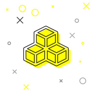 Gri İzometrik küp çizgi simgesi beyaz arka plan üzerinde yalıtılmış. Geometrik küpler katı simgesi. 3d kare işareti. Kutu sembolü. Vektör İllüstrasyonu