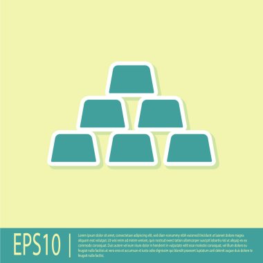 Yeşil Altın çubuklar simgesi sarı arka planda yalıtılmış. Bankacılık iş kavramı. Düz tasarım. Vektör İllüstrasyonu