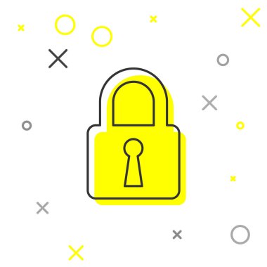 Beyaz arka planda yalıtılmış gri Kilit çizgisi simgesi. Kapalı asma kilit işareti. Siber güvenlik konsepti. Dijital veri koruması. Güvenlik güvenliği. Vektör İllüstrasyonu