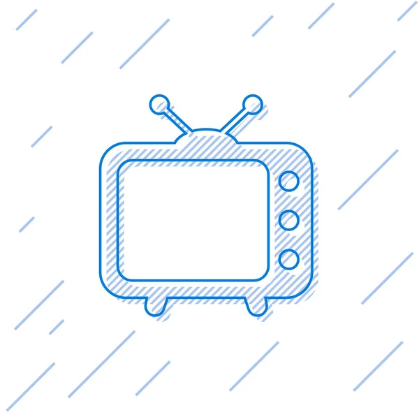 Beyaz arka planda yalıtılmış Mavi Tv çizgi simgesi. Televizyon tabelası. Vektör İllüstrasyonu — Stok Vektör