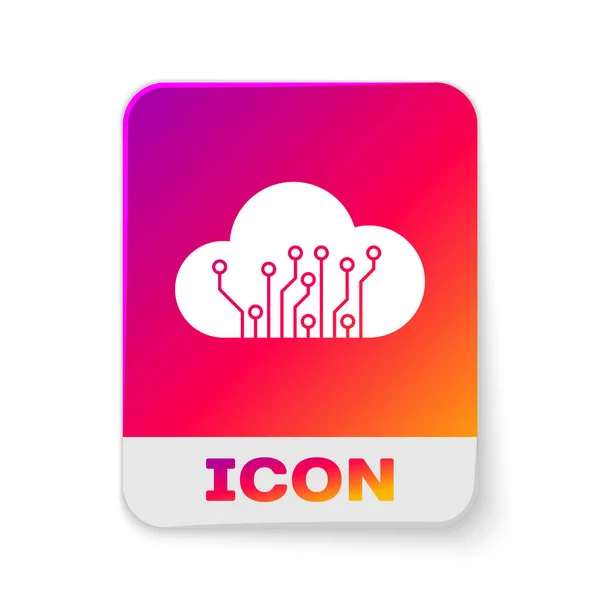 Weißes Internet der Dinge Icon isoliert auf weißem Hintergrund. Designkonzept für Cloud Computing. digitale Netzwerkverbindung. Rechteck-Farbtaste. Vektorillustration — Stockvektor