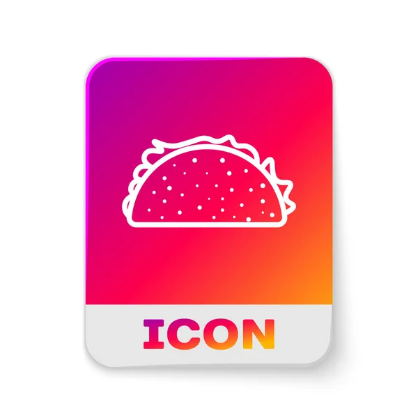 Weißer Taco mit Tortilla-Symbol isoliert auf weißem Hintergrund. traditionelles mexikanisches Fast Food. Rechteck-Farbtaste. Vektorillustration — Stockvektor