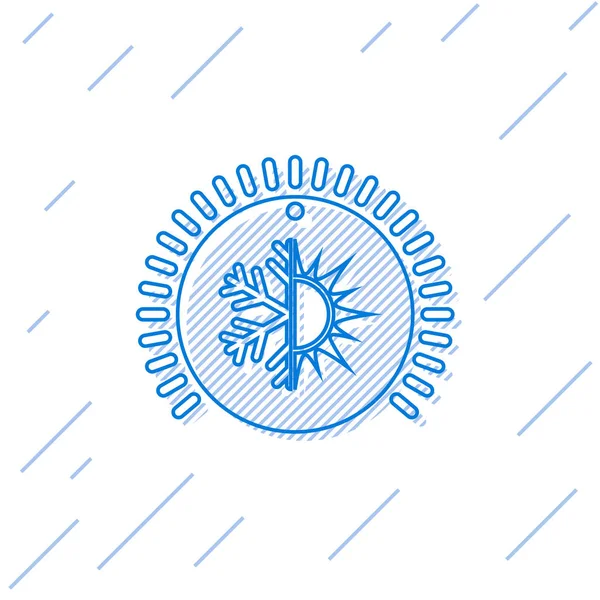 Blaues Thermostatzeilensymbol isoliert auf weißem Hintergrund. Temperaturregelung. Vektorillustration — Stockvektor