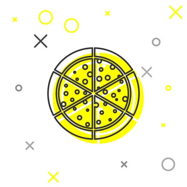 A szürke pizza vonal ikonja fehér háttéren izolált. Vektoros illusztráció — Stock Vector