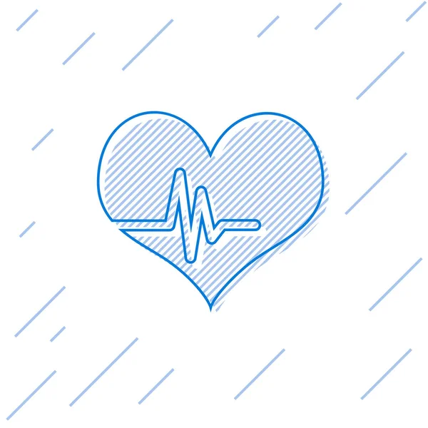 Blauwe hartslag lijn pictogram geïsoleerd op witte achtergrond. Heartbeat-teken. Heart Pulse icoon. Cardiogram icoon. Vector illustratie — Stockvector