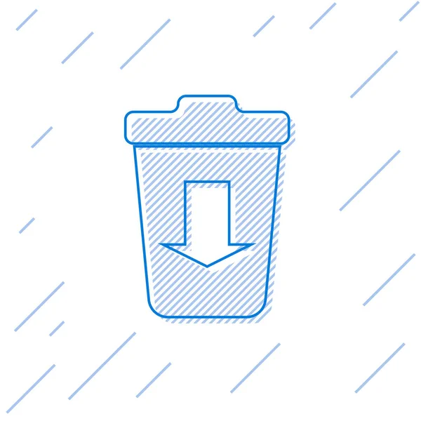 Azul Enviar al icono de la línea de basura aislado sobre fondo blanco. Ilustración vectorial — Archivo Imágenes Vectoriales