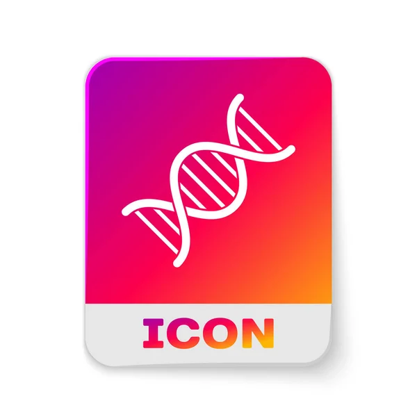Icono símbolo de ADN blanco aislado sobre fondo blanco. Botón de color rectángulo. Ilustración vectorial — Vector de stock