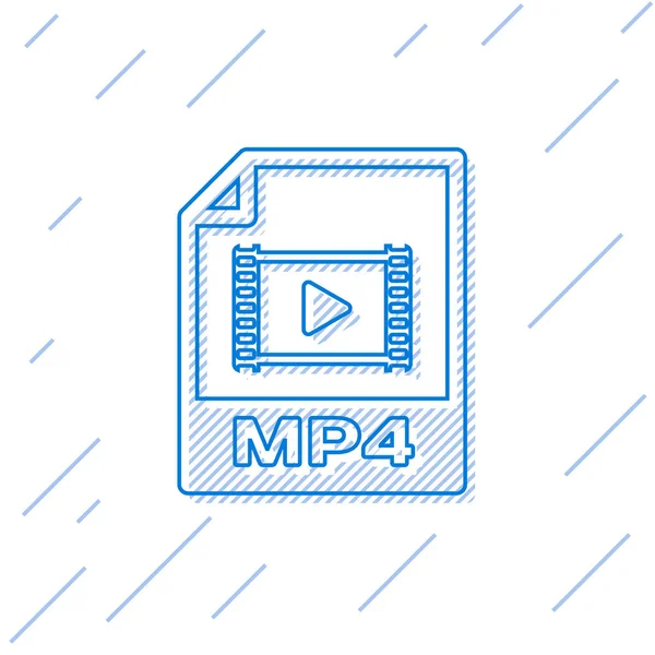 Blue MP4 file document icon. Download mp4 button line icon isolated on white background. MP4 file symbol. Vector Illustration — Stock Vector