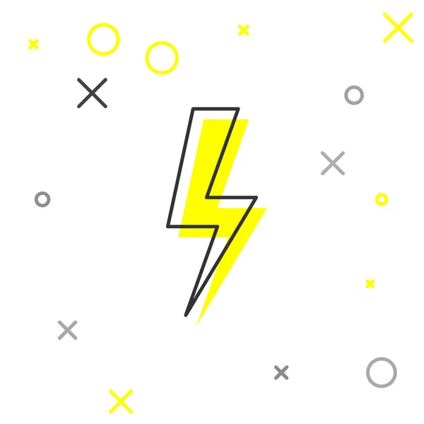 Grey Lightning bolt line icon isolated on white background. Flash icon. Charge flash icon. Thunder bolt. Lighting strike. Vector Illustration — Stock Vector