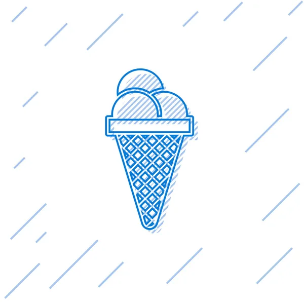 Modrá zmrzlina v ikonce s vaflovým kuželem izolovaná na bílém pozadí. Sladký symbol. Vektorová ilustrace — Stockový vektor
