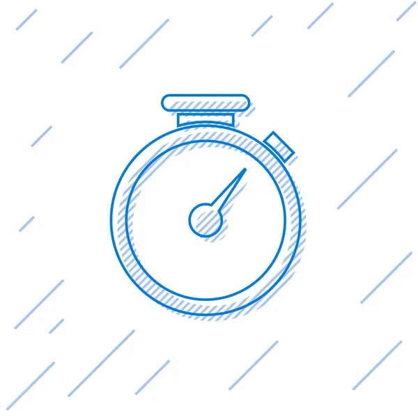 Icona linea cronometro blu isolata su sfondo bianco. Un timer temporale. Illustrazione vettoriale — Vettoriale Stock