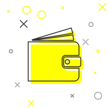 Beyaz arka planda yalıtılmış Gri Cüzdan satır simgesi. Vektör İllüstrasyonu