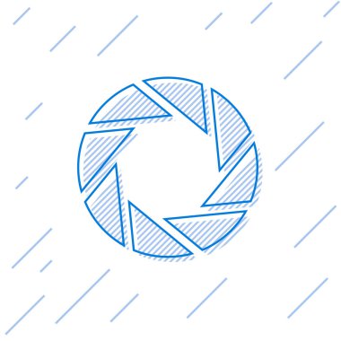 Beyaz arka planda yalıtılmış Mavi Kamera deklanşör çizgisi simgesi. Vektör İllüstrasyonu