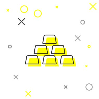 Gri Altın çubuklar çizgi simgesi beyaz arka planda yalıtılmış. Bankacılık iş kavramı. Vektör İllüstrasyonu