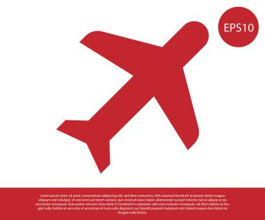 Kırmızı Düzlem simgesi beyaz arka planda yalıtılmış. Uçan uçak simgesi. Uçak işareti. Vektör İllüstrasyonu