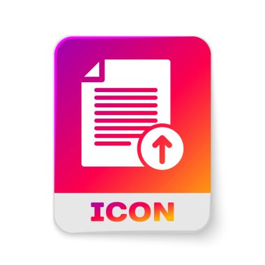 Beyaz arka planda yalıtılmış Beyaz Yükle dosya simgesi. Belge simgesini dosyala. Belge oku. Dikdörtgen renk düğmesi. Vektör İllüstrasyonu