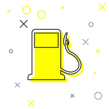 Gri Benzin veya Benzin istasyonu satır simgesi beyaz arka plan üzerinde izole. Araba yakıt sembolü. Benzin pompası. Vektör İllüstrasyonu