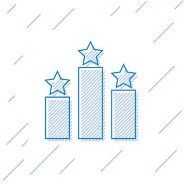 Mavi Sıralama yıldız çizgisi simgesi beyaz arka planda yalıtılmış. Yıldız derecelendirme sistemi. Favori, en iyi reyting, ödül sembolü. Vektör İllüstrasyonu