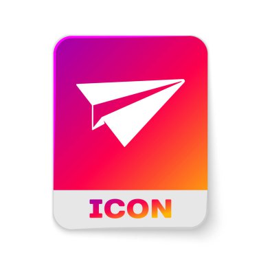 Beyaz Kağıt düzlem simgesi beyaz arka planda yalıtılmış. Kağıt uçak simgesi. Uçak işareti. Dikdörtgen renk düğmesi. Vektör İllüstrasyonu