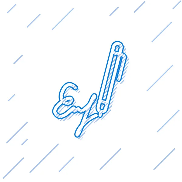 Blaues Signaturzeilensymbol isoliert auf weißem Hintergrund. Stift und Unterschrift, Unterschrift, Ratifizierung Symbol. Vektorillustration — Stockvektor