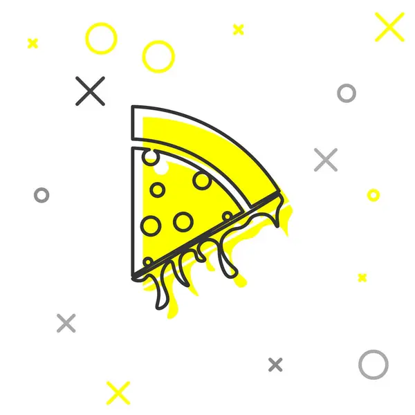 Fatia cinzenta do ícone da linha de pizza isolada no fundo branco. Ilustração vetorial — Vetor de Stock