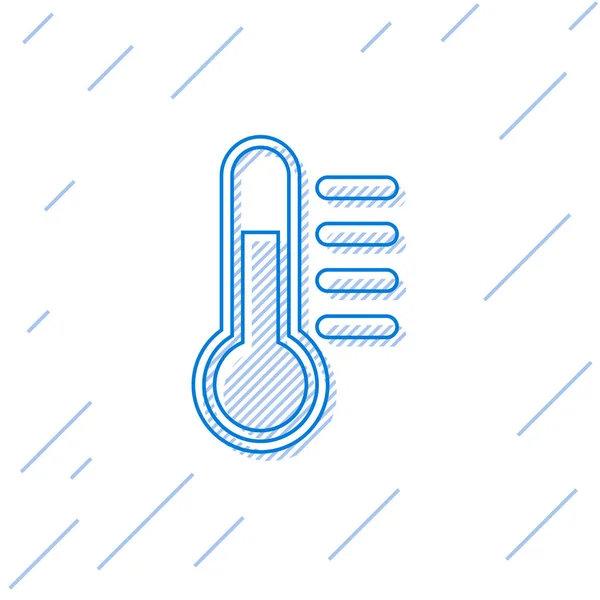 Icono de línea de termómetro azul aislado sobre fondo blanco. Ilustración vectorial — Vector de stock