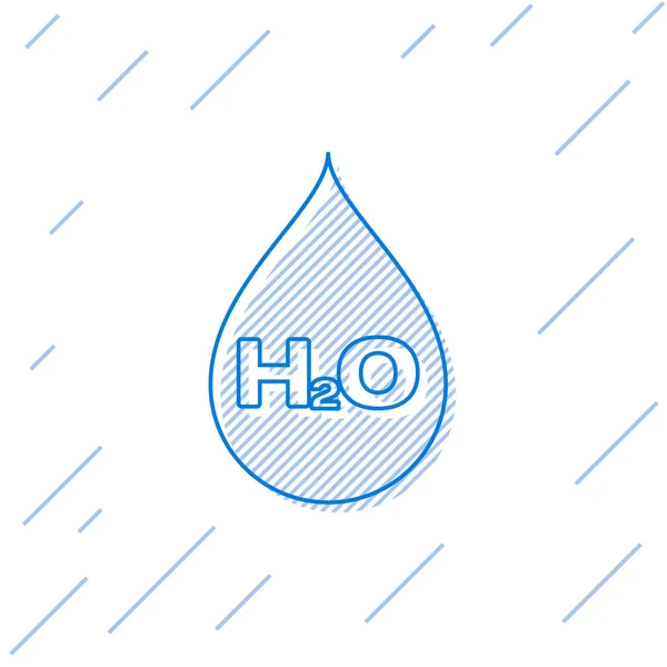 蓝色水滴与H2o线图标隔离在白色背景。水配方。矢量插图 — 图库矢量图片