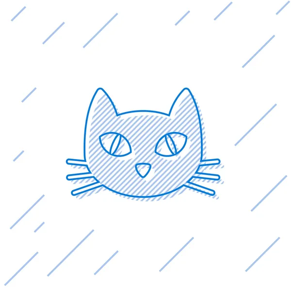 Blå katt linje ikon isolerad på vit bakgrund. Vektor illustration — Stock vektor