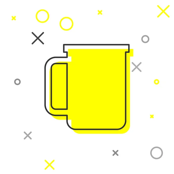 Šedý kávový šálek s plochou čárou izolovanou na bílém pozadí. Šálek čaje. Káva s horkou pitmou. Vektorová ilustrace — Stockový vektor