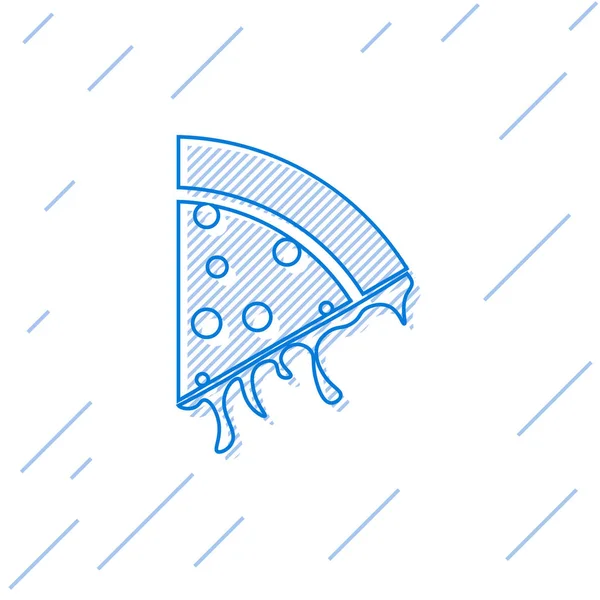 Fatia azul da linha de pizza ícone isolado no fundo branco. Ilustração vetorial — Vetor de Stock