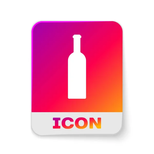 Bottiglia bianca di icona del vino isolata su sfondo bianco. Pulsante di colore rettangolo. Illustrazione vettoriale — Vettoriale Stock